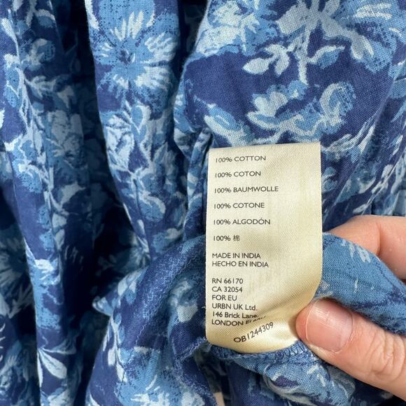 We the Free‎ Floral Blouse Small Blue Button Front - Picture 4 of 8